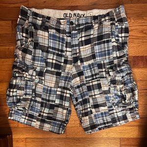 Mens Old Navy Plaid Cargo Shorts